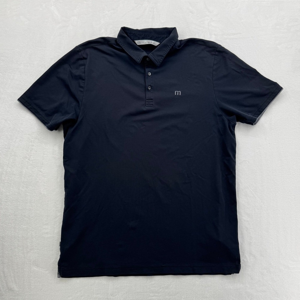 Mens TravisMathew Navy Blue Short Sleeve Performance Golf Polo Shirt Size XL